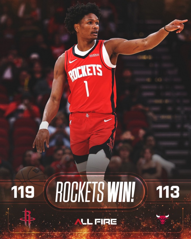 KAIYUN-10中6&amp;10罚10中砍23+5！火箭赢球海报：封面人物阿门·汤普森